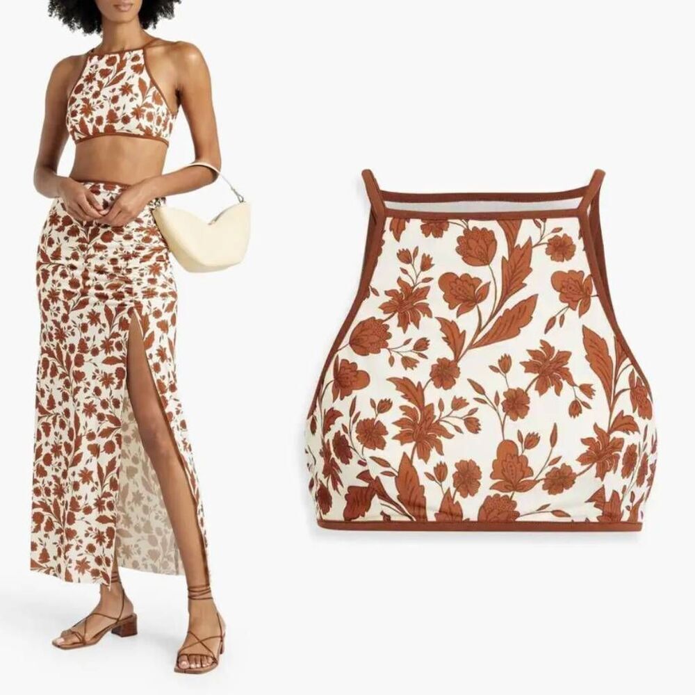 BEC & BRIDGE Phillipa Cropped Floral-Print Top Size us 2 NWT $170
